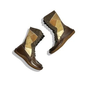 Urban Outfitters x Punto Pigro Eschimese Lace Tall Patchwork Sheepskin Boots